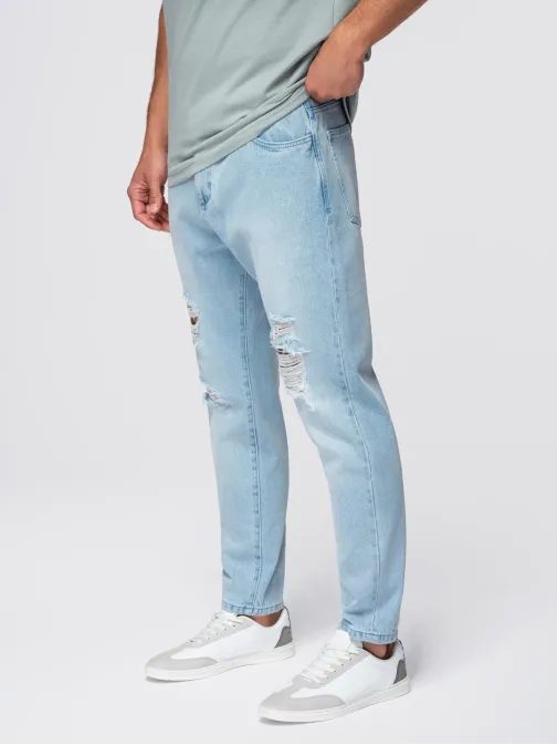Jedinečné světle modré džíny s výraznými oděrkami V1 PADP-0250