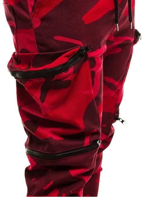 Červené maskáčové trendy jogger kalhoty ATHLETIC 475