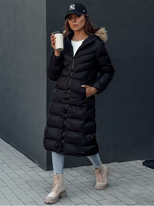 Dámská dlouhá zimní černá bunda Luxwarm