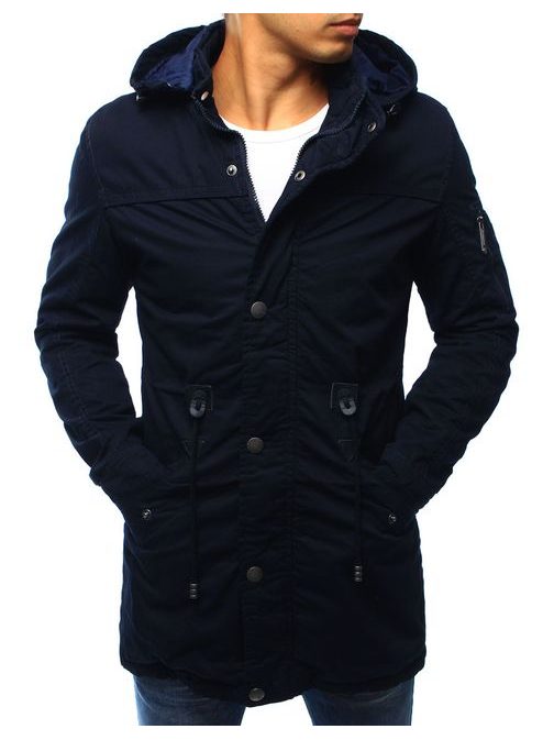 Moderní tmavě modrá bunda s kapucí