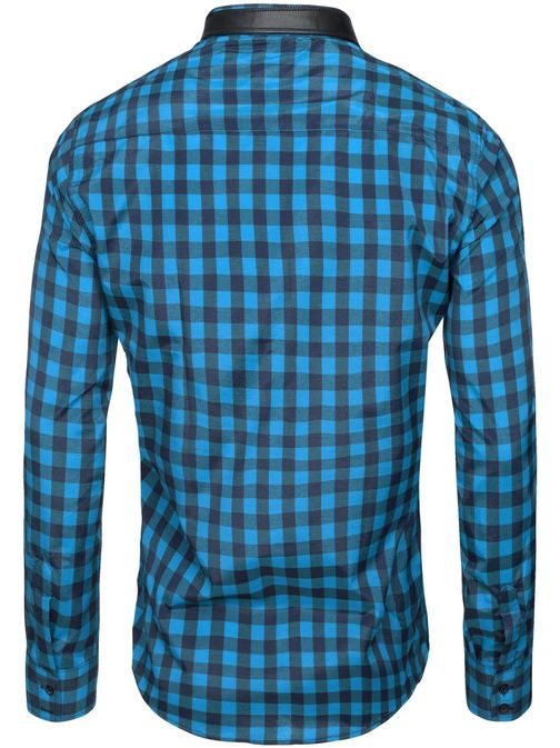 Fantastická modrá kostkovaná pánská košile ZAZZONI 9440