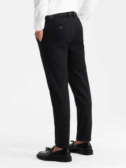 Chinos černé kalhoty klasického střihu s jemnou texturou V5 PACP-0190