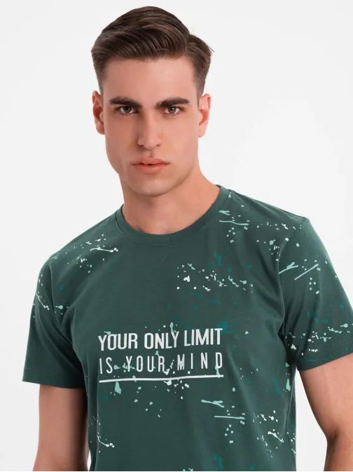 Nadčasové zelené pánské tričko s V3 TSFP-0187