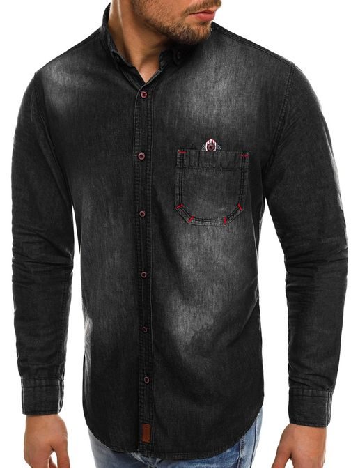 Módní džínová košile v černé barvě NORTHIST 2054