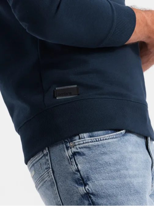 Základní bavlněná pánská mikina v modré barvě V1 om-ssbn-0159