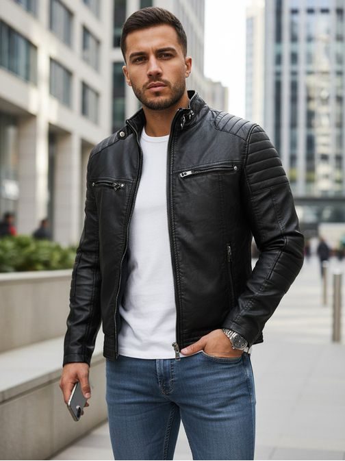 Černá koženková bunda