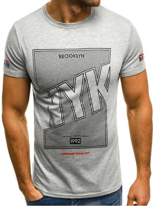 Šedé tričko Brooklyn OZONEE JS/SS356