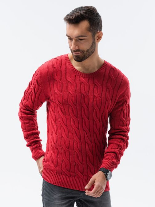 Nádherný červený svetr se vzorem E195
