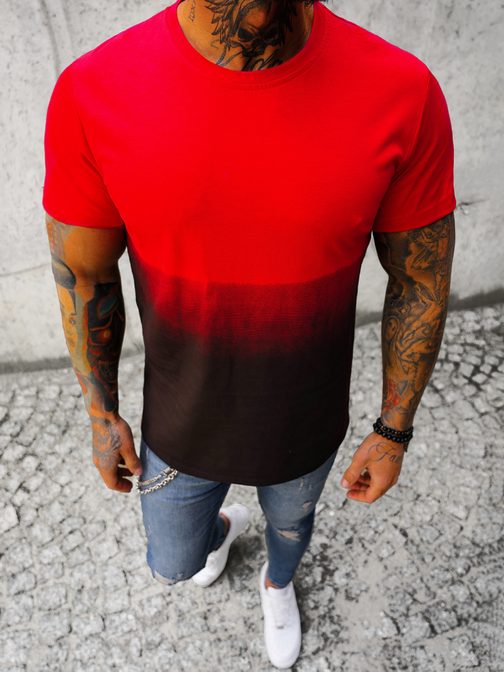Stylové stínované tričko v červené barvě JS/8T93/18Z