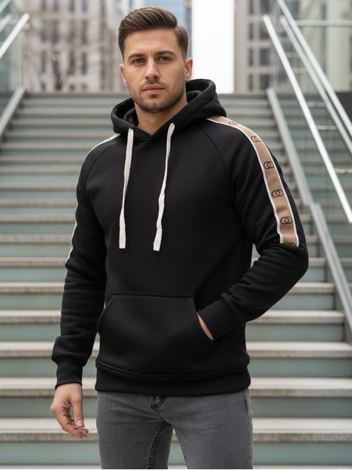 Stylová pánská mikina s kapucí v černé barvě