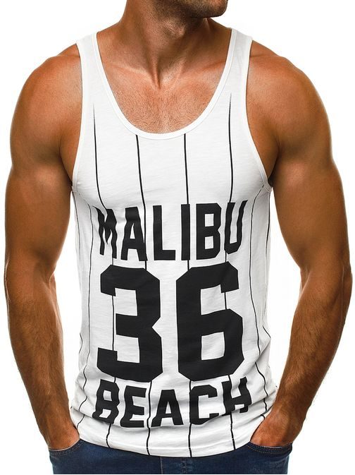 Malibu beach bílé moderní pánské tílko BREEZY 9076