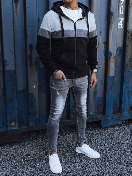 Trendy černá mikina s kapucí