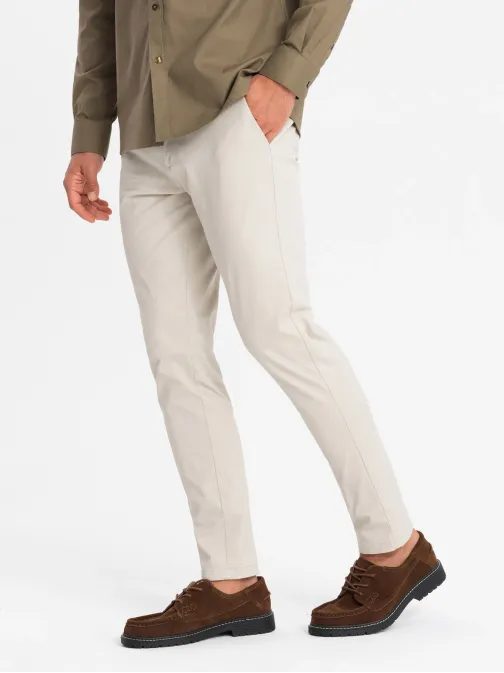 Chinos béžové kalhoty klasického střihu V2 PACP-0183