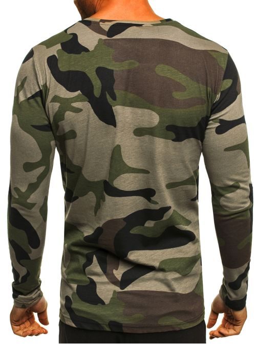 Pohodlné zelené army tričko s potiskem ATHLETIC 1087
