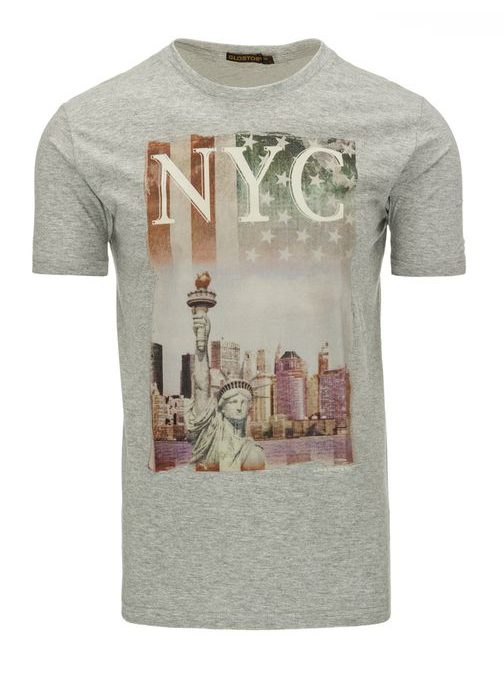 Letní pánské tričko šedé barvy NYC
