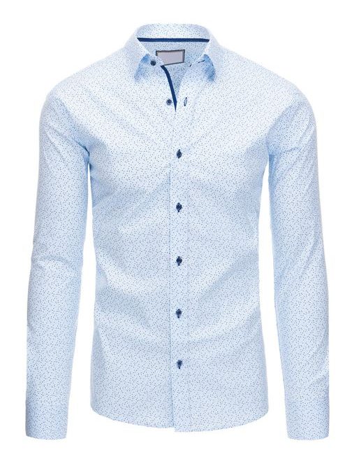Blankytně modrá atraktivní SLIM FIT košile s drobným vzorem