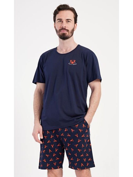 Tmavě modré krátké pánské pyžamo Rudolf