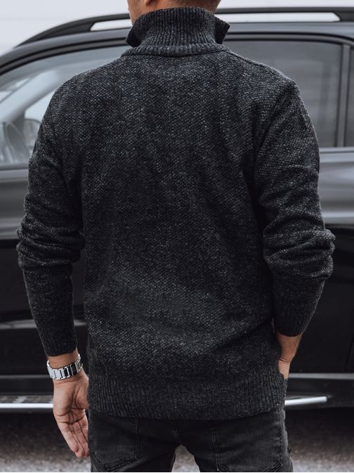 Elegantní pánský svetr v černé barvě na zip