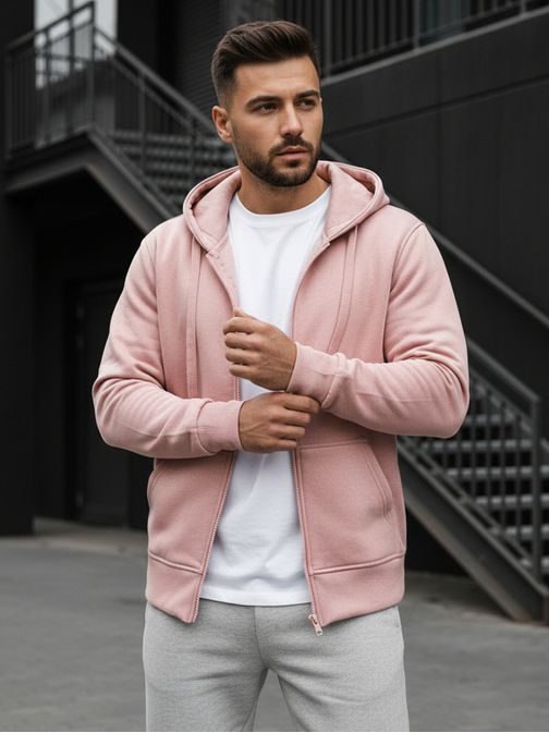 Růžová jednoduchá mikina s kapucí