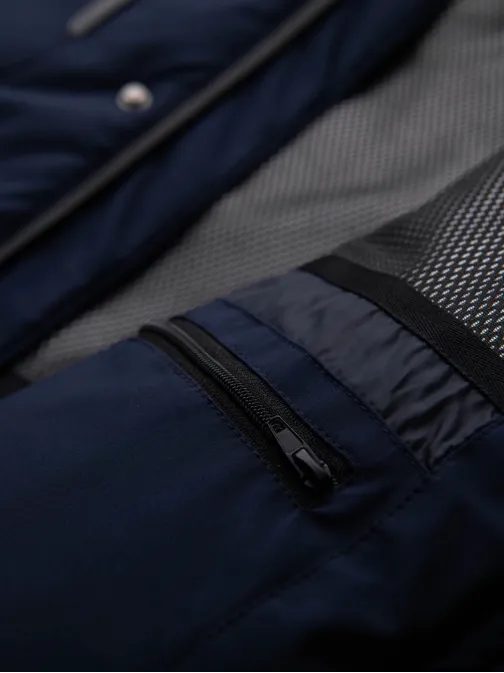 Módní tmavě modrá pánská zimní bunda V1 JAHP-0306