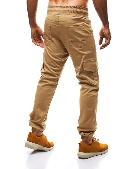 Pohodlné kamelové pánské kalhoty A/404