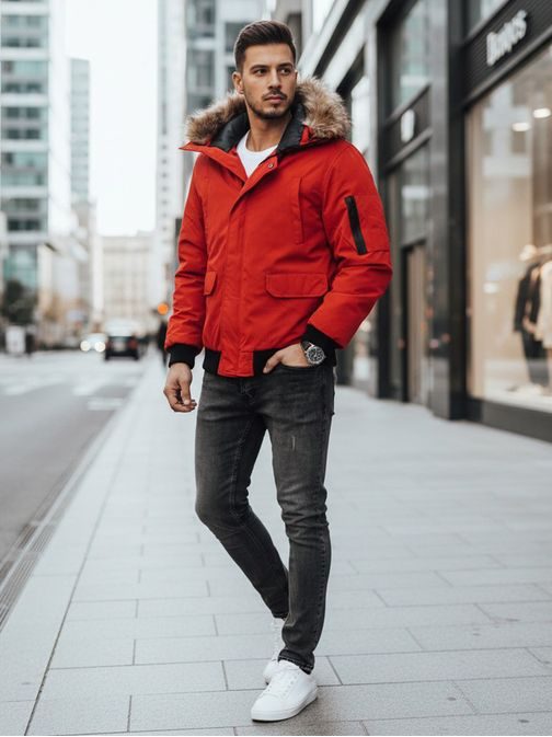 Trendy pánská červená bunda