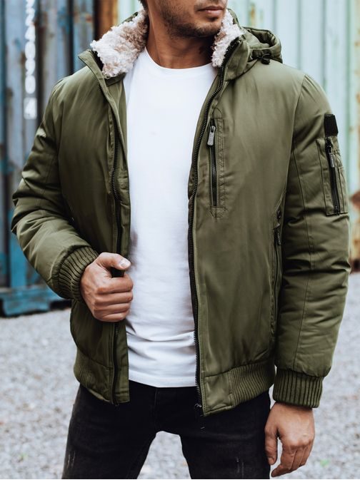Moderní zelená zimní bunda bomber