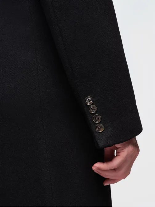 Moderní pánský černý kabát V2 COWC-0133