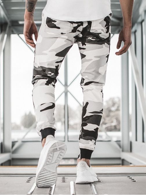 TRENDY MASKÁČOVÉ JOGGER KALHOTY ČERNOBÍLÉ  A/1003