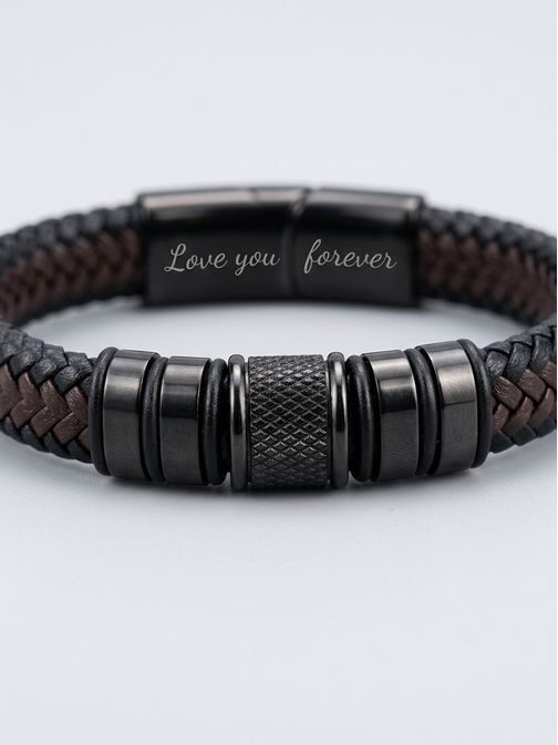 Hnědý kožený náramek LOVE