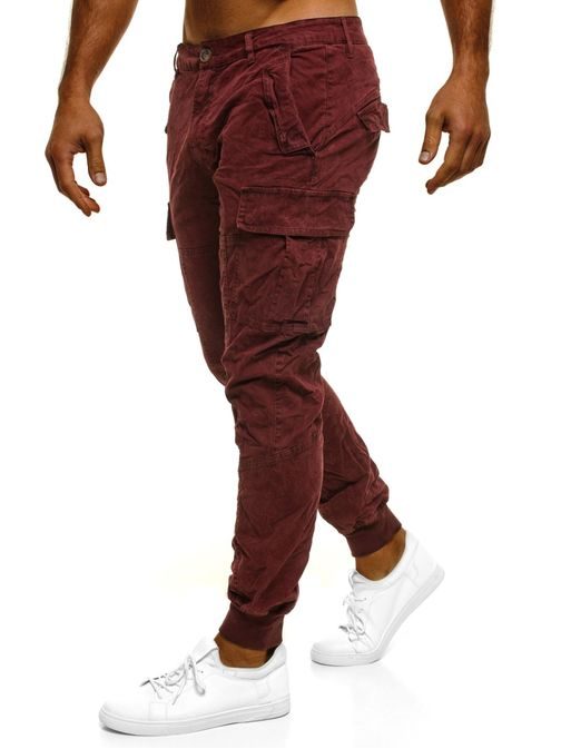 Trendy pohodlné pánské kalhoty bordó XZX-STAR 81605