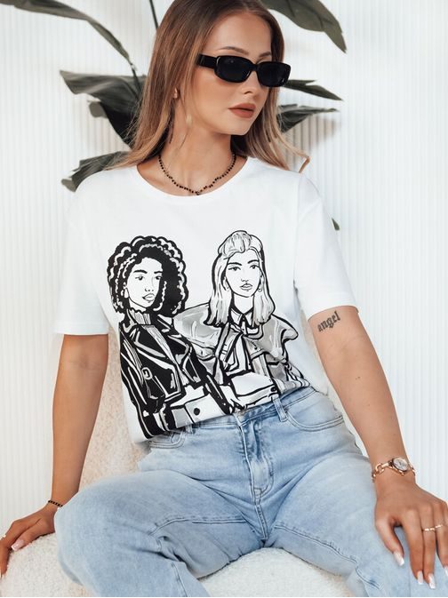 Dámské bílé tričko s trendy potiskem Comis