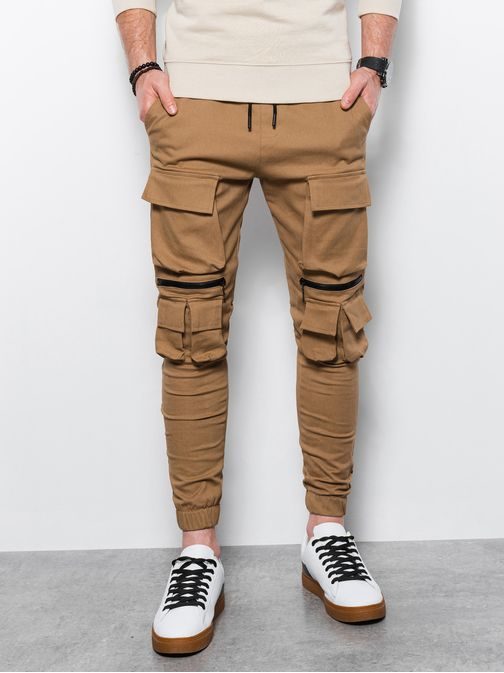 Stylové kamelové jogger kalhoty P995