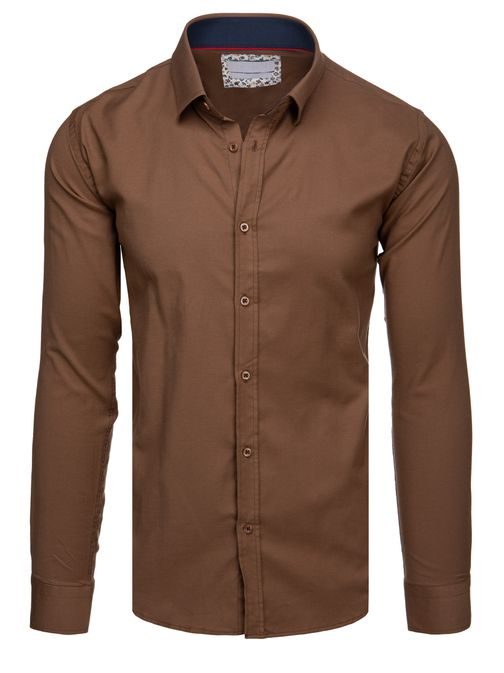 Pánská hnědá košile slim fit