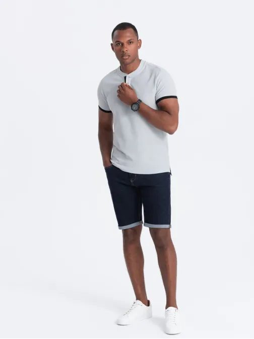 Pohodlná trendy šedá polokošile V10 TSCT-0156