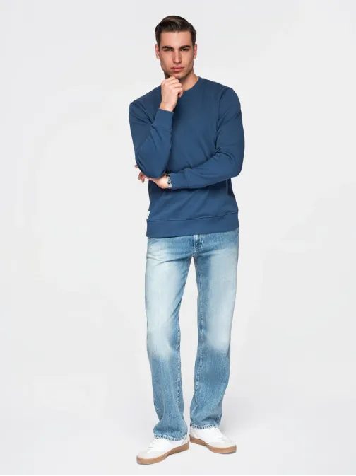 Módní tmavě modrá mikina bez kapuce V4 SSBN-0271