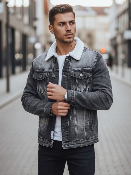 Originální černá přechodná džínová bunda