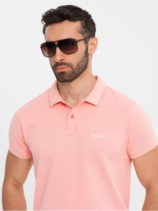 Ležérní růžová pánská polokošile V POSS-0103