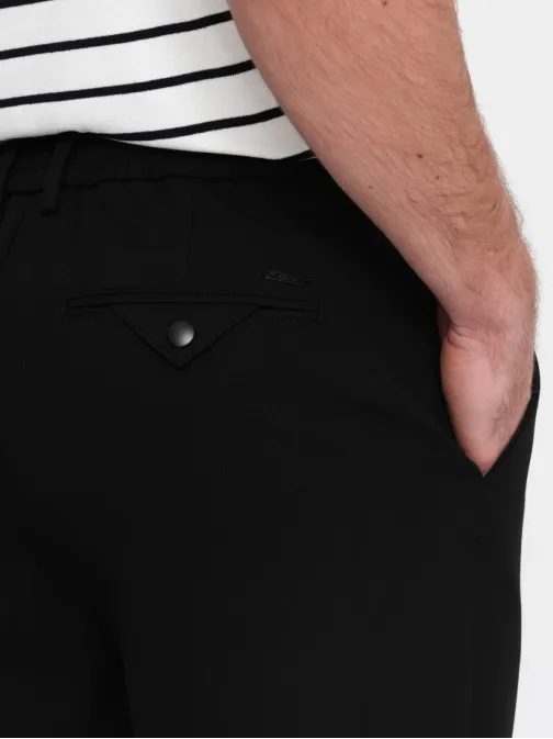 Pánské černé chinos kalhoty s elastickým pasem V3 PACP-0158