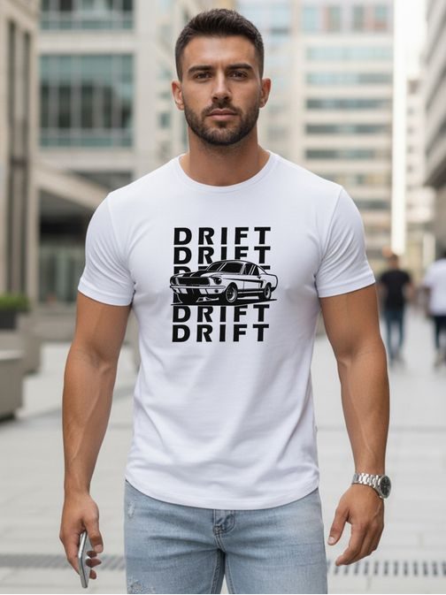Bílé tričko s originálním nápisem DRIFT