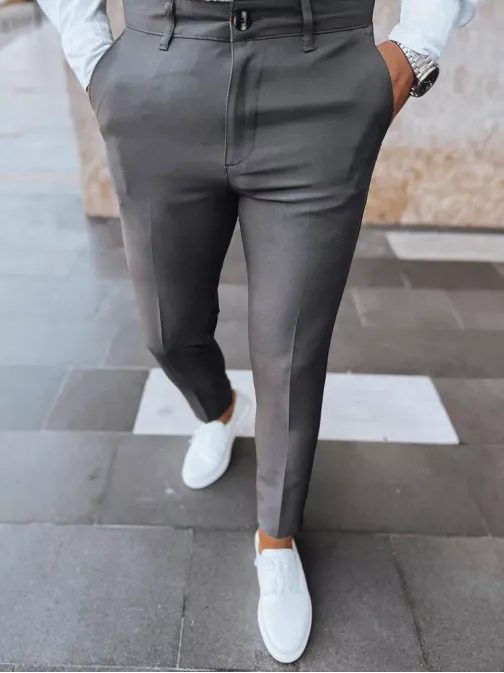 Tmavě šedé stylové chinos kalhoty