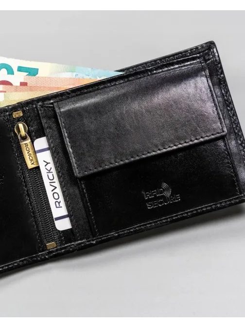 Trendy kožená černá pánská peněženka