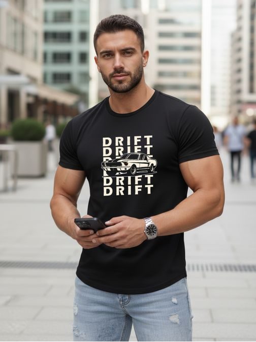Černé tričko s originálním nápisem DRIFT