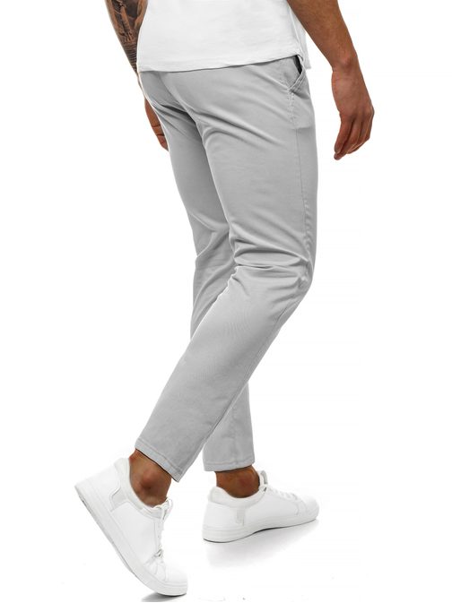 Moderní šedé pánské chinos kalhoty B/77005
