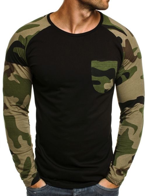Atraktivní černo-zelené maskáčové tričko ATHLETIC 1089