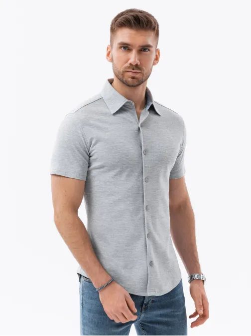 Trendy šedá košile V5 SHSS-0100