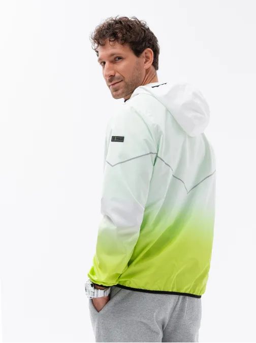 Sportovní bunda s ombre efektem - bílozelená V1 om-janp-0104