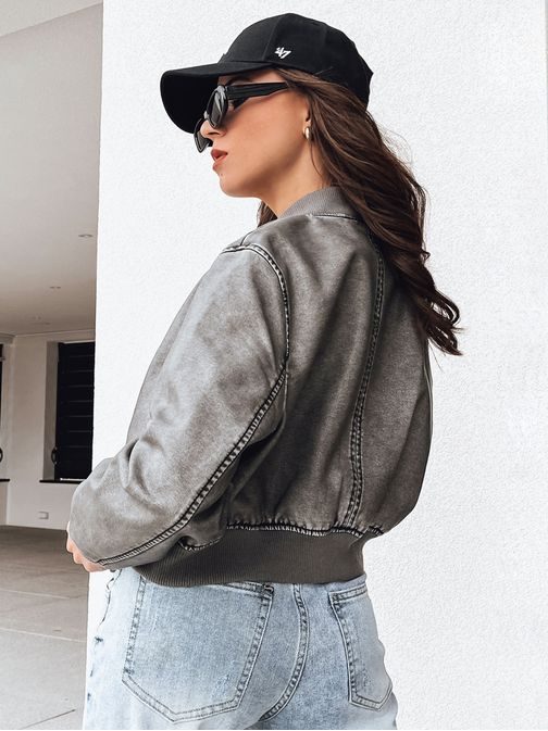 Dámská šedá koženková bomber bunda Santol
