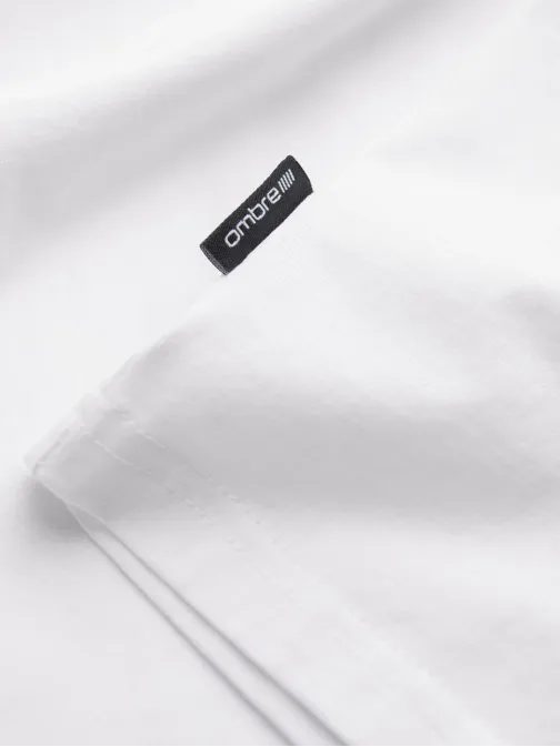 Bavlněné pánské bílé tričko s výstřihem do V V4-TSBS-0145