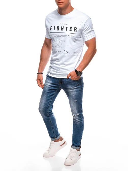 Bílé triko s nápisem Fighter S2019